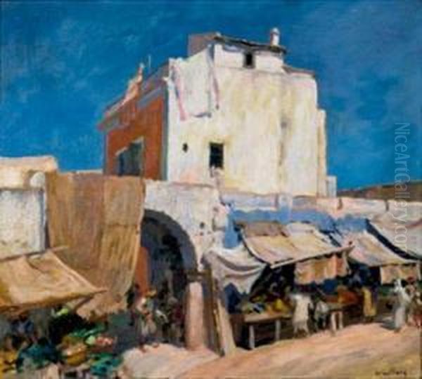 Vieux Marche A Bizerte Oil Painting by Leon Giffard