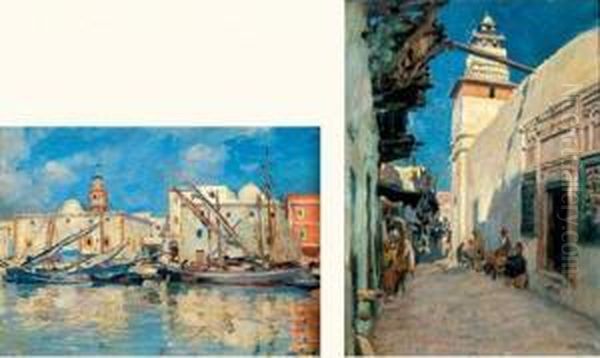 Vieux Port Oil Painting by Leon Giffard