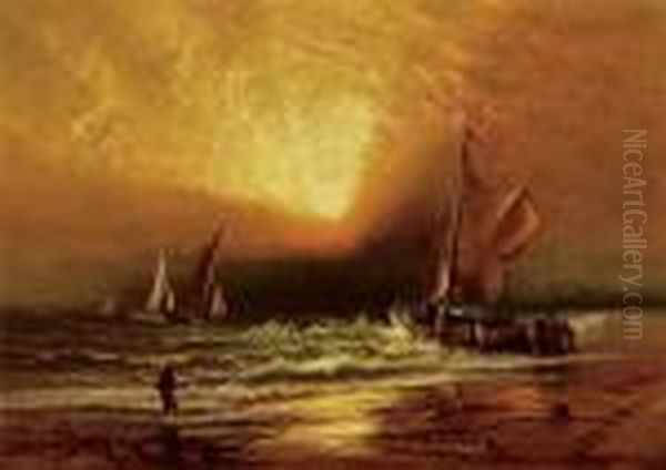 Sunset On The Coast Oil Painting by Charles Henry Gifford