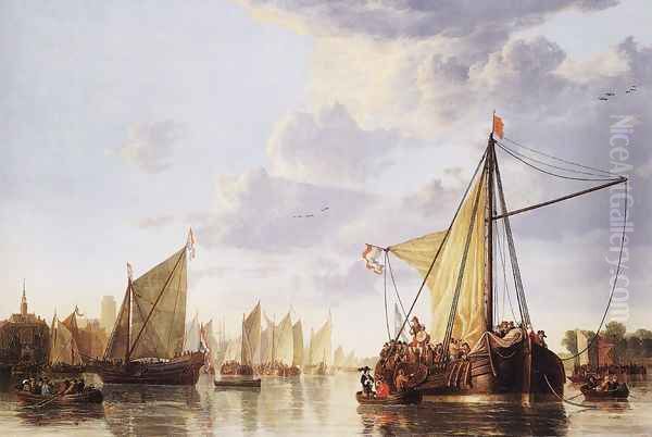 The Maas at Dordrecht c. 1660 Oil Painting by Aelbert Cuyp