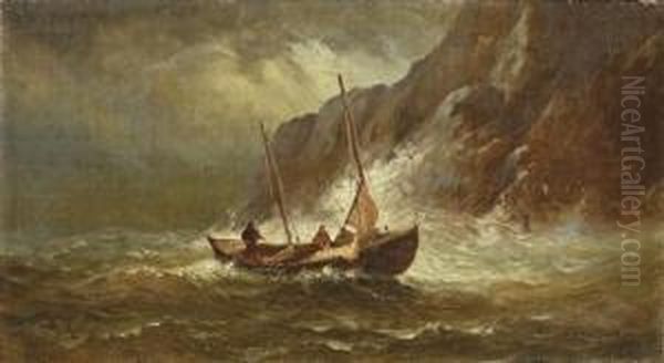 Storm On The Coast Oil Painting by Charles Henry Gifford