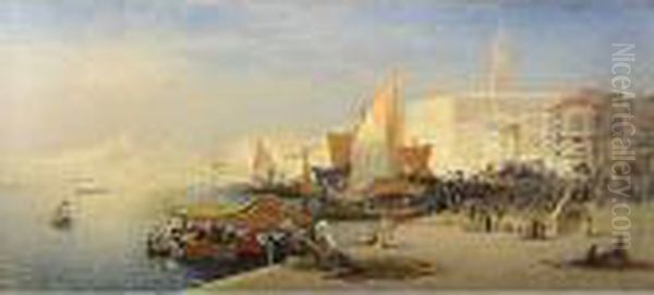 Riva Degli Schiavoni A Venezia Oil Painting by Charles Henry Gifford