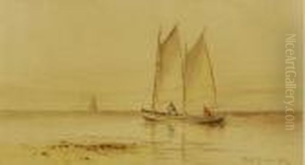 Small Two-masted Vessel Off The Coast Oil Painting by Charles Henry Gifford