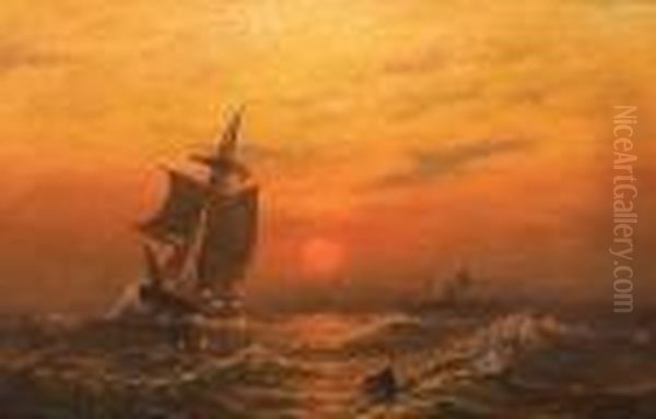 Luminous Sunset Over The High Seas Oil Painting by Charles Henry Gifford