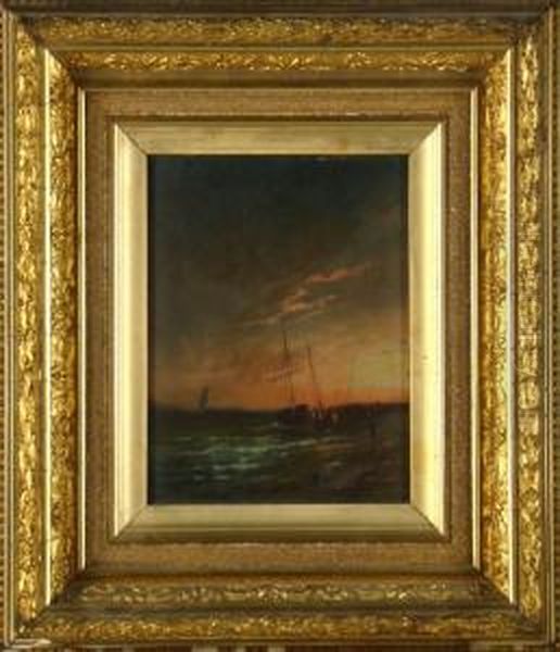 Luminous Coastal View With Ships And Figures Oil Painting by Charles Henry Gifford