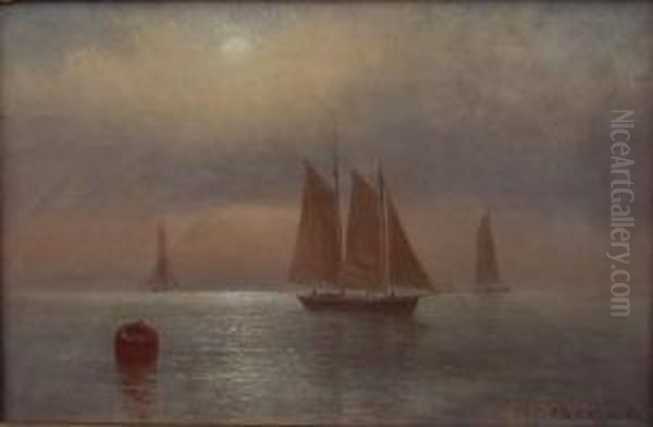 Sailing Off The Coast. Oil Painting by Charles Henry Gifford