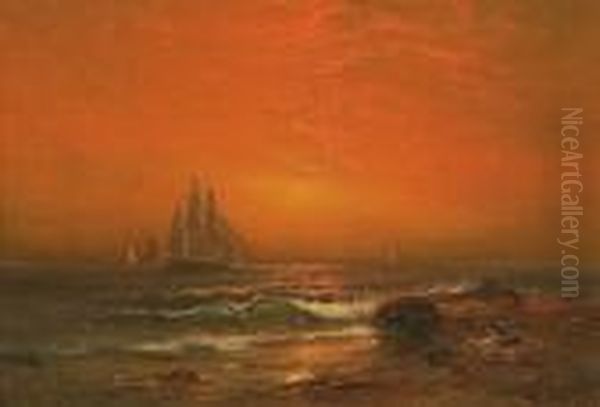 Coastal Sunset Oil Painting by Charles Henry Gifford