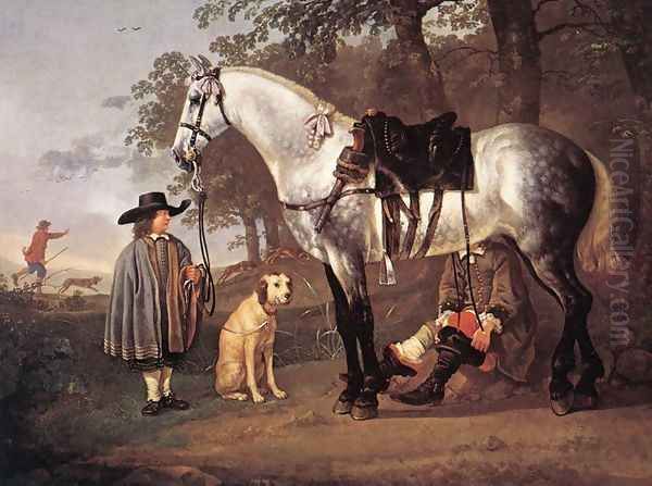 Grey Horse in a Landscape Oil Painting by Aelbert Cuyp