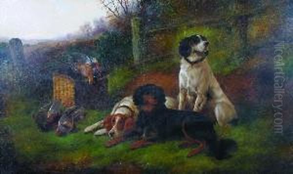 Hunting Dogs At Rest With Game Oil Painting by John Gifford