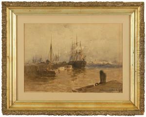 Harbor Scene, Probably Providence, Rhode Island Oil Painting by Robert Swain Gifford