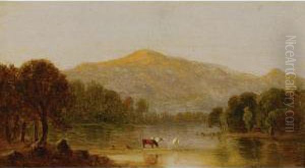 Mount Washington From The Saco River Oil Painting by Sanford Robinson Gifford