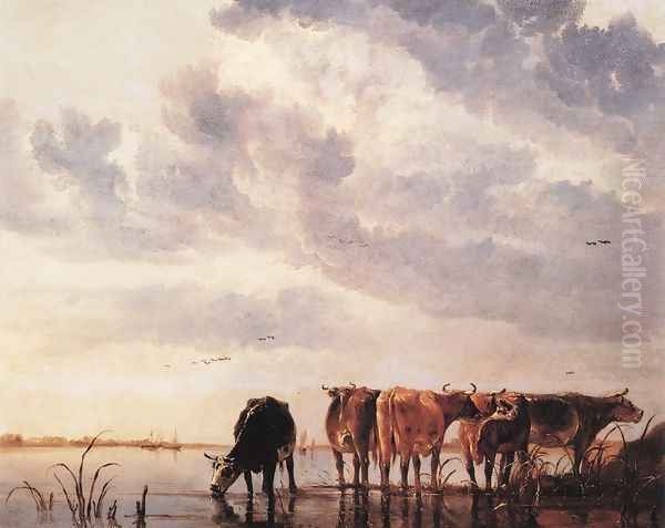 Cows in a River Oil Painting by Aelbert Cuyp