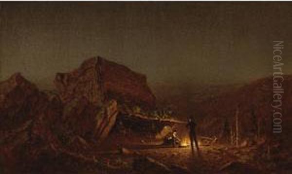 Camping For The Night On Mansfield Mountain Oil Painting by Sanford Robinson Gifford