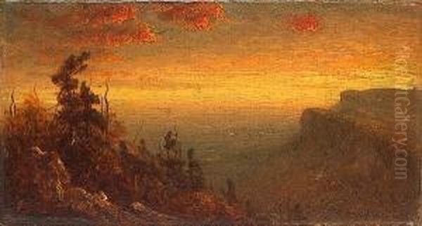 Study For Twilight In The Shawangunk Mountains Oil Painting by Sanford Robinson Gifford