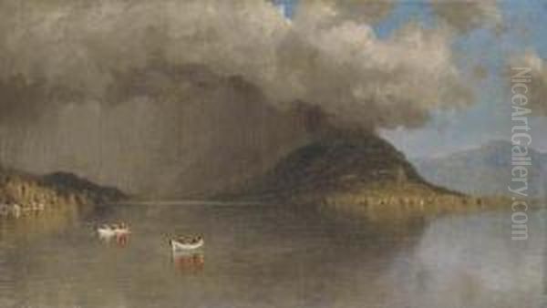 Coming Rain On Lake George: A Sketch Oil Painting by Sanford Robinson Gifford