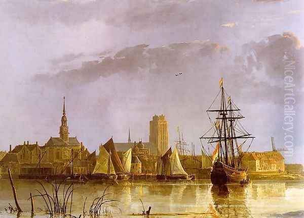 View of Dordrecht, 1650s Oil Painting by Aelbert Cuyp