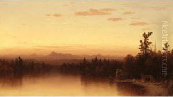 Twilight In The Adirondacks Oil Painting by Sanford Robinson Gifford