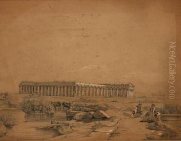 Templi Di Paestum Oil Painting by Ercole Gigante