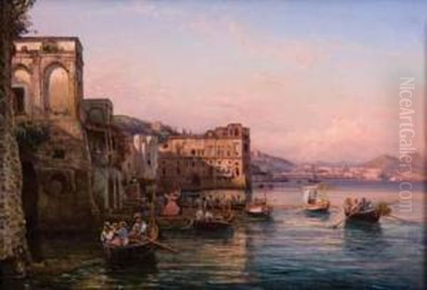 Lo Scoglio Di Frisio Ed Il Palazzo Donn'anna Oil Painting by Ercole Gigante