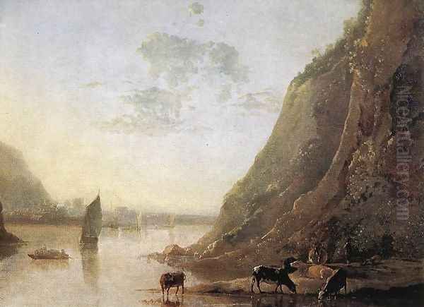 River-bank with Cows c. 1650 Oil Painting by Aelbert Cuyp