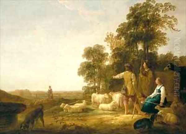 A Landscape with Shepherds and Shepherdesses Oil Painting by Aelbert Cuyp