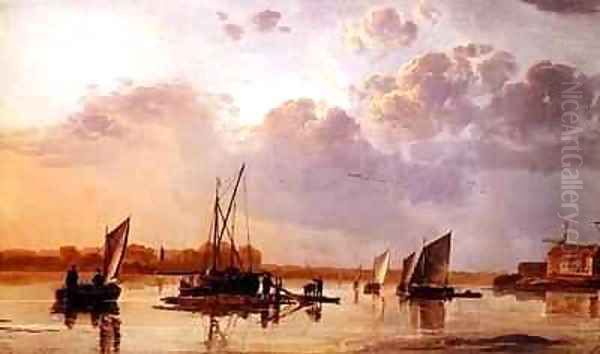 Boats on a River Oil Painting by Aelbert Cuyp