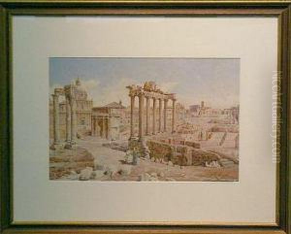 View Of The Roman Forum Oil Painting by Roberto Gigli