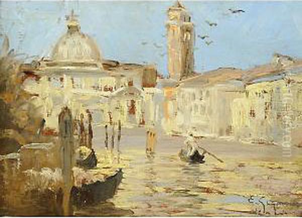 Canale A Venezia Oil Painting by Eugenio Gignous