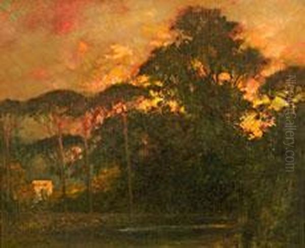 Abendstimmung Am Fluss Oil Painting by Eugenio Gignous