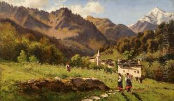 Veduta Della Val D'ossola Oil Painting by Eugenio Gignous