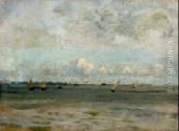 Marina Con Barche Oil Painting by Eugenio Gignous