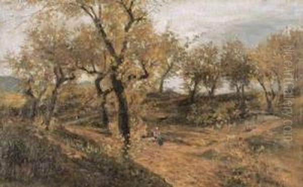 Herbstliche Landschaft. Oil Painting by Eugenio Gignous