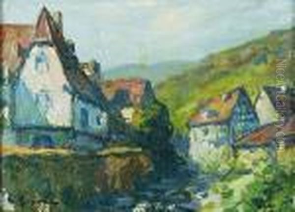 Paisaje Con Casas Oil Painting by Ludovic Gignoux