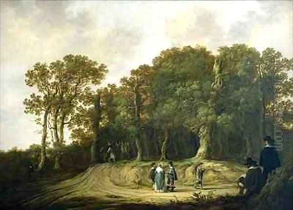 A Wooded Landscape with the Artist Sketching Oil Painting by Aelbert Cuyp