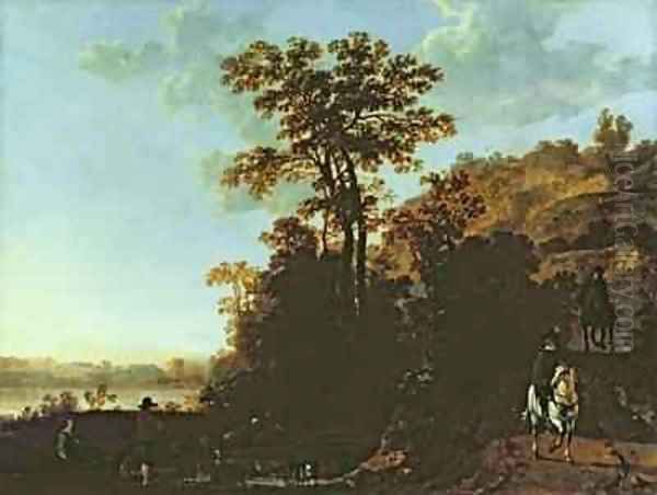 An Evening Ride near a River Oil Painting by Aelbert Cuyp