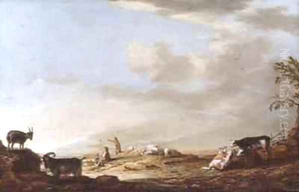 Landscape with Cattle and Figures Oil Painting by Aelbert Cuyp