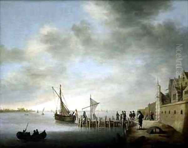 The Melkpoortje on the Dordrecht Harbour Oil Painting by Aelbert Cuyp