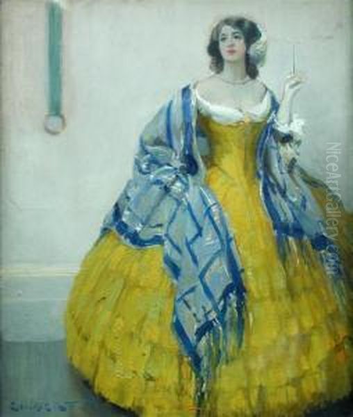 Spanish Girl Ina Yellow Dress Oil Painting by Victor-Gabriel Gilbert