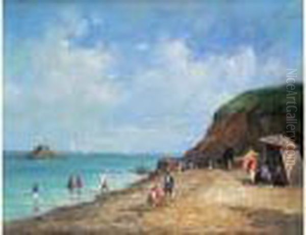 Elegantes Sur La Plage De Normandie Oil Painting by Victor-Gabriel Gilbert