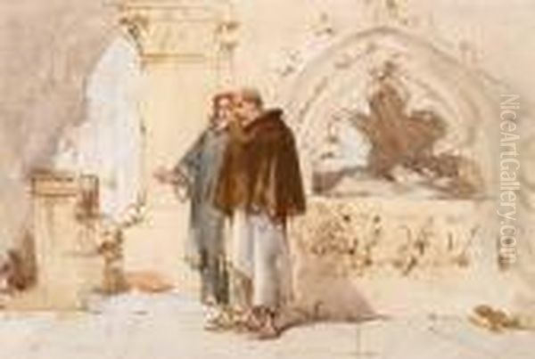 Lord Saville And A Monk At Rufford Abbey Oil Painting by Victor-Gabriel Gilbert