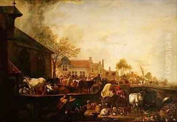 June in a Dutch Town Oil Painting by Aelbert Cuyp