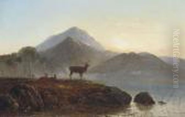 Sunset Over The Loch Oil Painting by Arthur Gilbert