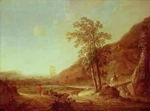 Hilly Italianate Landscape Oil Painting by Aelbert Cuyp