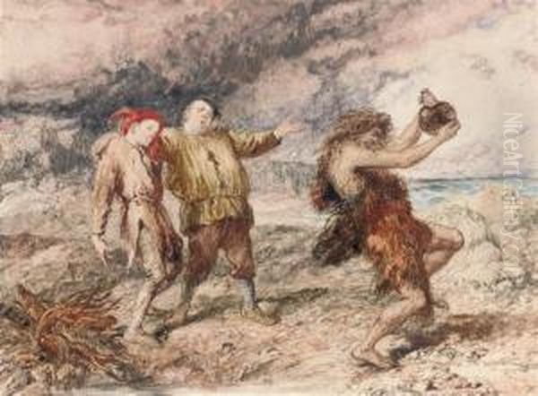 Trinculo, Stephano And Caliban Oil Painting by Sir John Gilbert