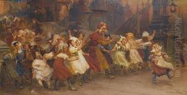 The Pied Piper Oil Painting by Sir John Gilbert