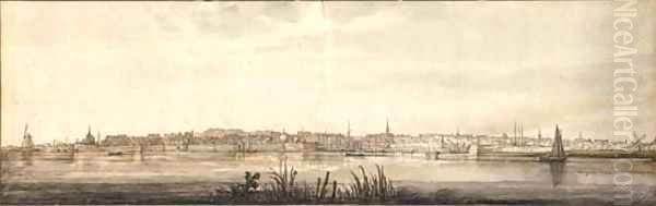 A view of Dordrecht from the end of the Papendrechtse bank of the river Noord Oil Painting by Aelbert Cuyp