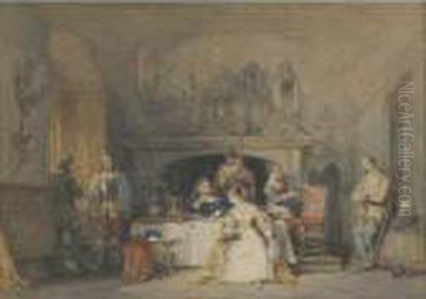 The Court Dinner Oil Painting by Sir John Gilbert