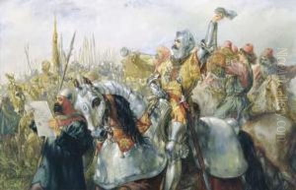 The Knight's Challenge Oil Painting by Sir John Gilbert