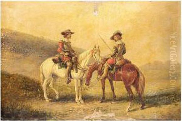 Musketeers On Horseback Oil Painting by Sir John Gilbert