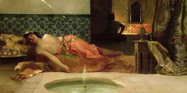 An Odalisque in a Harem Oil Painting by Benjamin Jean Joseph Constant